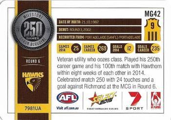2015 Select AFL Champions - Milestone Game Foils #MG42 Shaun Burgoyne Back